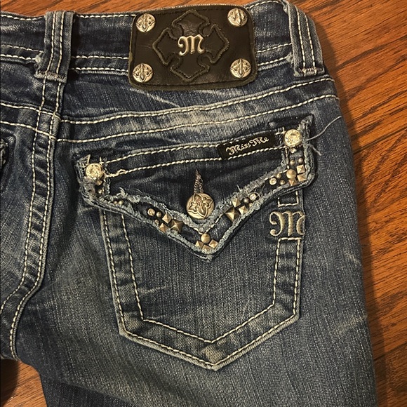 Miss Me Dark Blue Flare Jeans with Embellishments - Picture 8 of 10